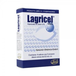 Lagricel Ofteño Hidratante y Lubricante Ocular, Caja con 20 Envases con 0.5ml cada uno, Dosis Única