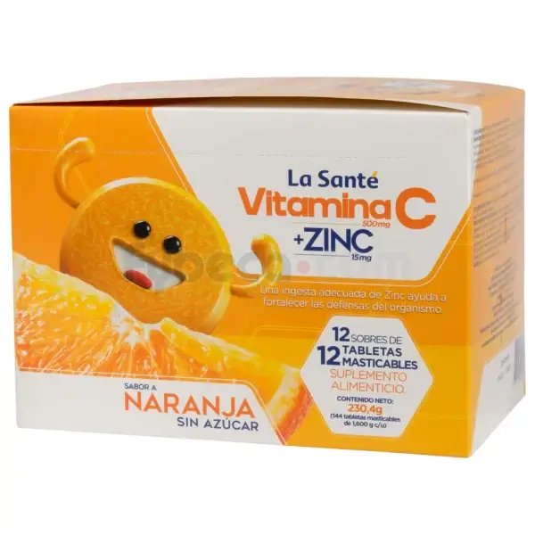 Vitamina C 500mg + Zinc 15mg Sabor Naranja Blíster x 12